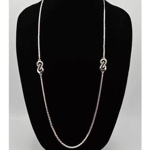 Vintage Givenchy 80s Logo Box Chain Necklace 36" Signed Runway Designer Jewelry - Picture 1 of 12